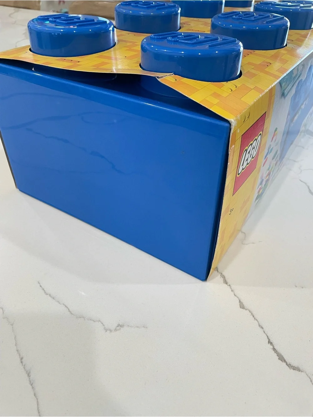 LEGO Brick Storage Box, 2 Drawers, 8 Knobs, Stackable Storage Box, Bright Blue